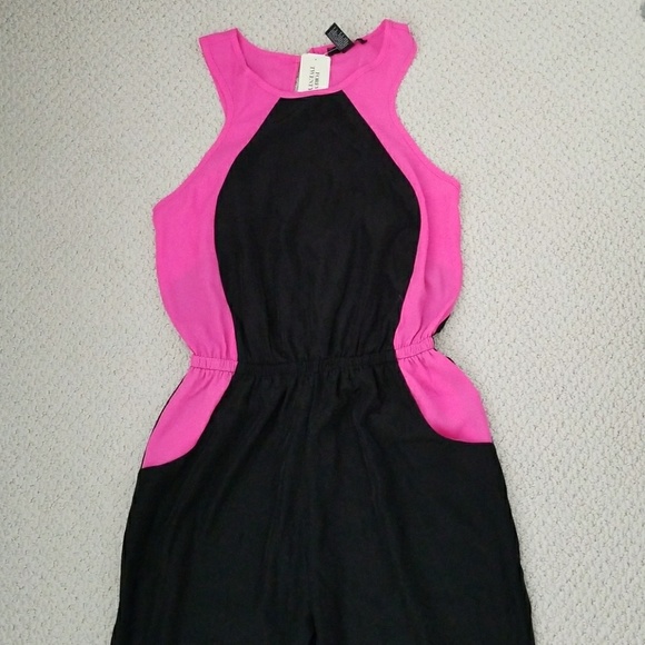 Forever 21 Jumpsuit Pink Black sz M - Picture 3 of 5